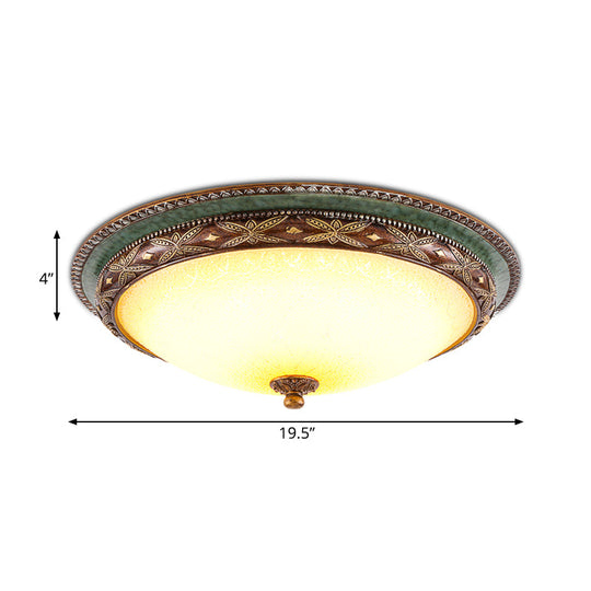 Green Flower Flush Mount Led Ceiling Light - Traditional Resin Design Warm/White
