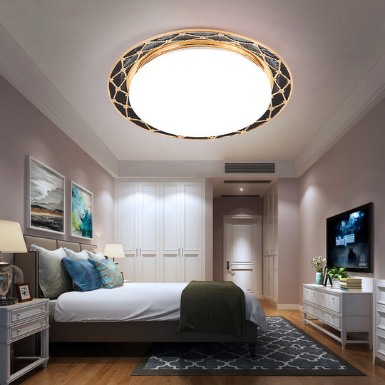 Resin Flush Mount Led Light Fixture - Traditional Black/Red/Apricot Bowl Living Room Lighting