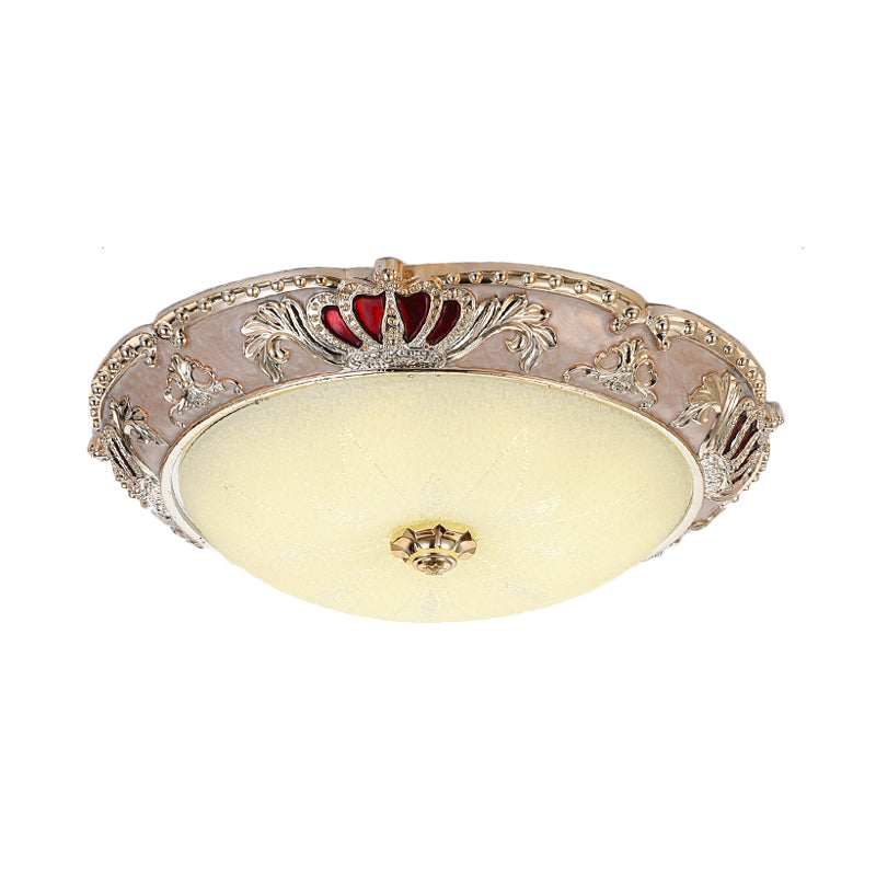 Traditional Resin Crown Flush Led Ceiling Lamp For Bedroom Apricot/Green