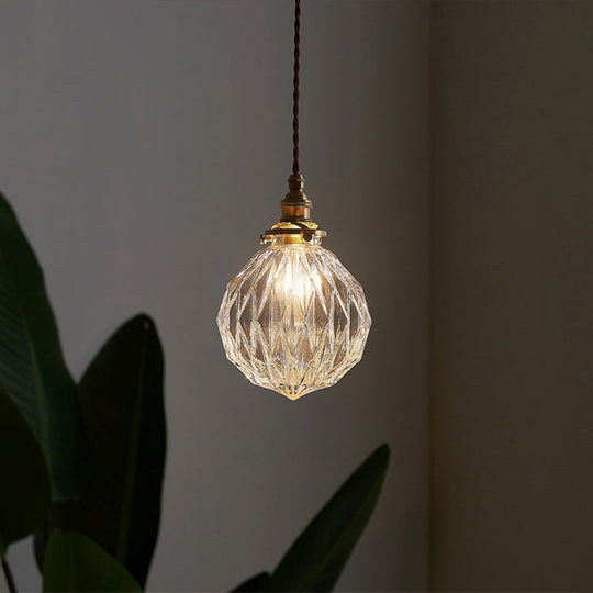 Industrial Single Pendant Light With Clear Glass Globe For Restaurant Ceiling