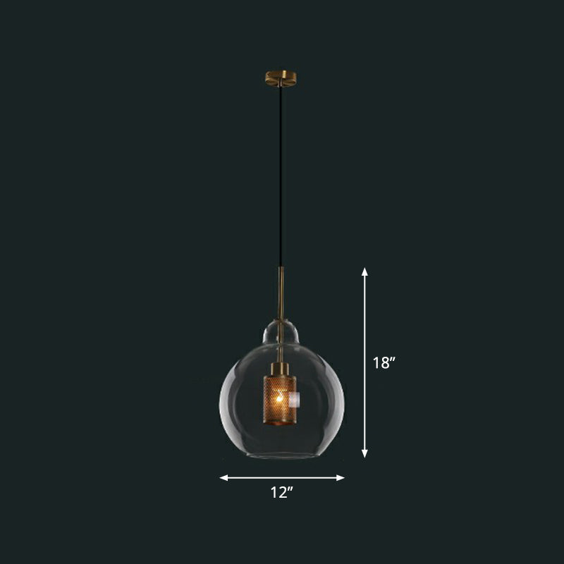 1-Light Clear Glass Shade Pendant - Simple And Stylish Hanging Light Fixture For Restaurants / C
