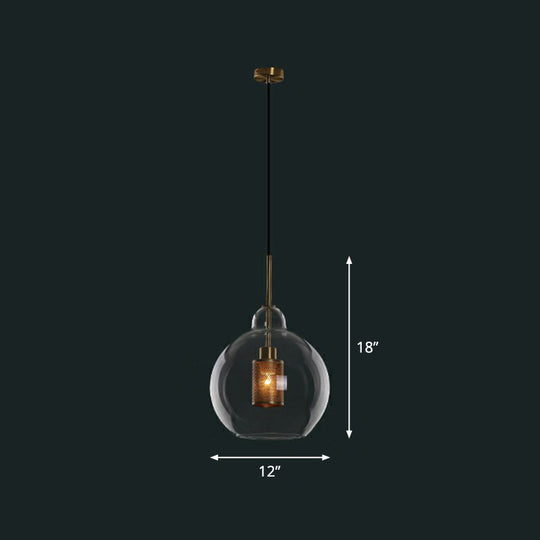 1-Light Clear Glass Shade Pendant - Simple And Stylish Hanging Light Fixture For Restaurants / C