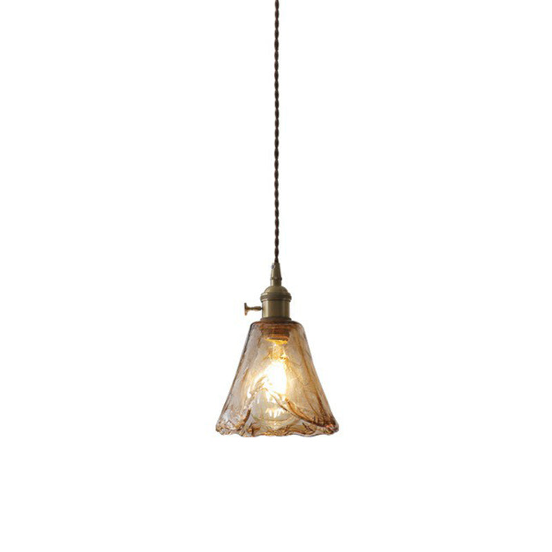 Vintage Cognac Glass Hanging Lamp Pendant For Dining Room Lighting