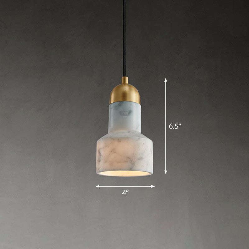 Postmodern Marble Grenade Pendant With Single Bulb For Stylish Table Lighting White