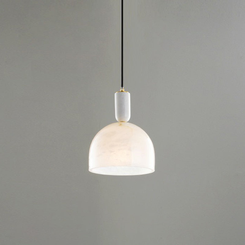 White Small Pendant Lighting: Modern Minimalist 1-Light Marble Hanging Light For Bedroom / C