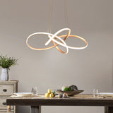 Art Deco Gold Floral Led Chandelier - Elegant Metal Ceiling Light For Dining Room