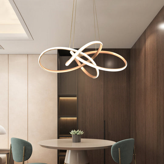 Art Deco Gold Floral Led Chandelier - Elegant Metal Hanging Ceiling Light For Dining Room