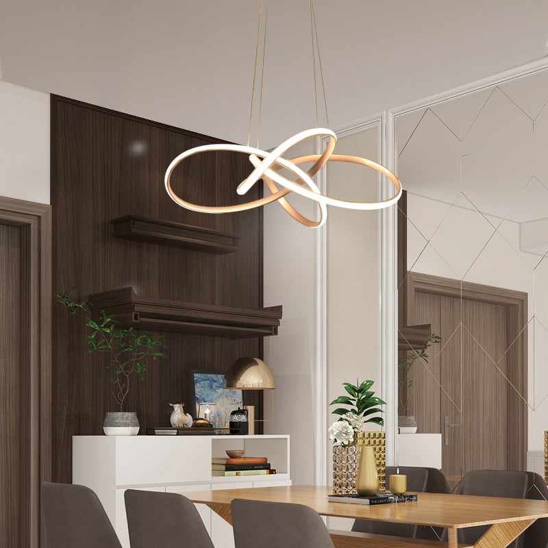 Art Deco Gold Floral Led Chandelier - Elegant Metal Hanging Ceiling Light For Dining Room