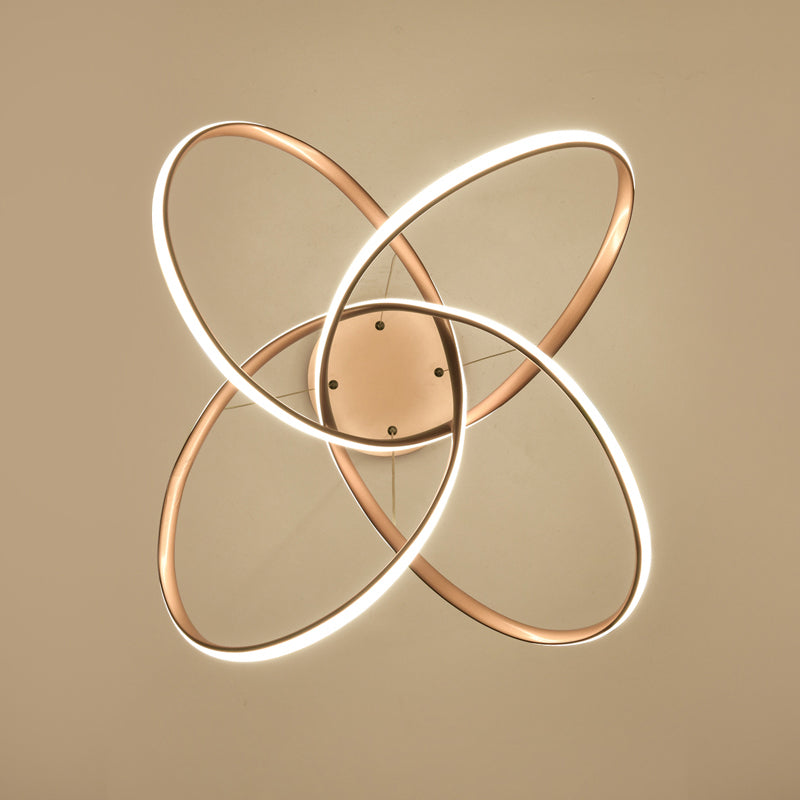 Art Deco Gold Floral Led Chandelier - Elegant Metal Hanging Ceiling Light For Dining Room