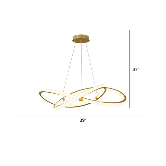 Sleek Twist Led Pendant Lamp: Minimalist Aluminum Chandelier For Living Room Brass / 39.5’
