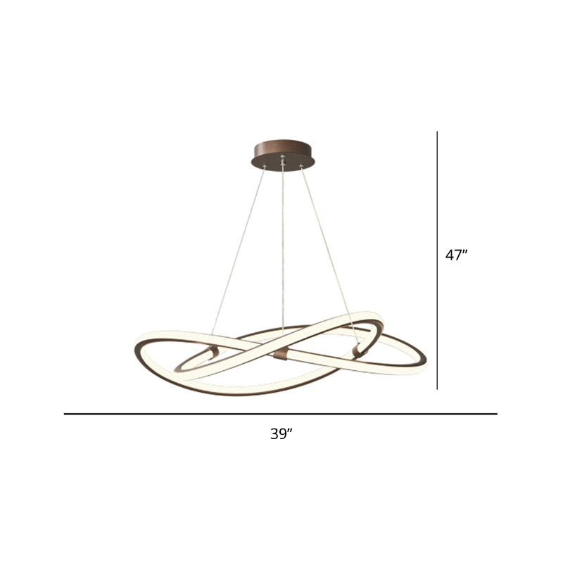 Sleek Twist Led Pendant Lamp: Minimalist Aluminum Chandelier For Living Room Brown / 39.5’
