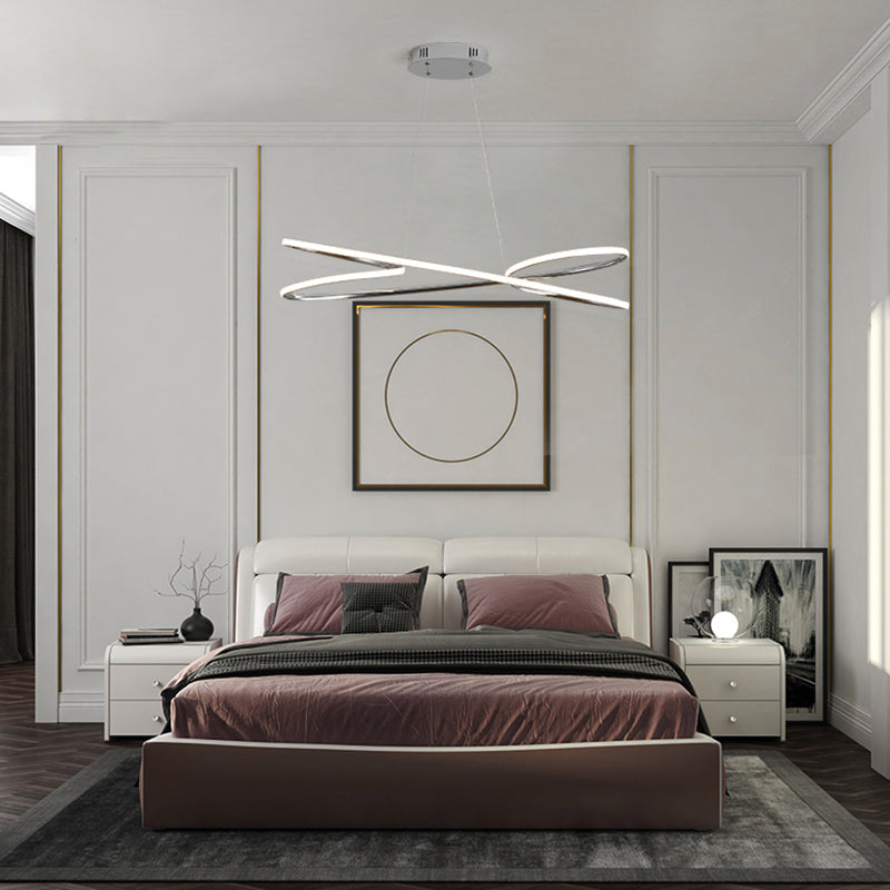 Aluminum Twist Led Pendant Chandelier: Artistic Hanging Lamp For Dining Table