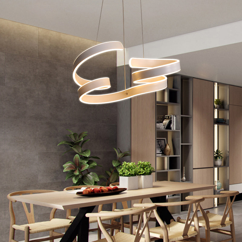 Modern White Led Ceiling Chandelier – Stylish Aluminum Hanging Light For Restaurants