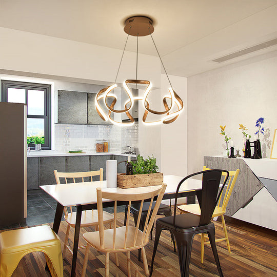 Gold-Plated Led Pendant Lamp: Elegant Acrylic Chandelier Light For Dining Room