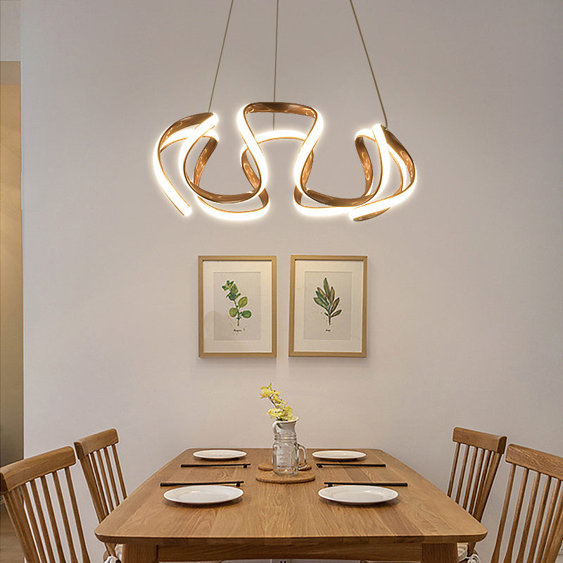 Gold-Plated Led Pendant Lamp: Elegant Acrylic Chandelier Light For Dining Room