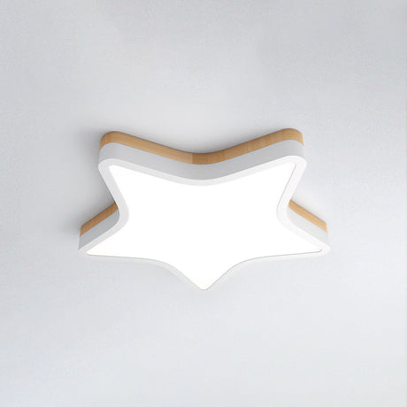 Kids Star Led Ceiling Lamp In Yellow-White - Acrylic Flush Mount Fixture For Bedrooms Yellow / 18