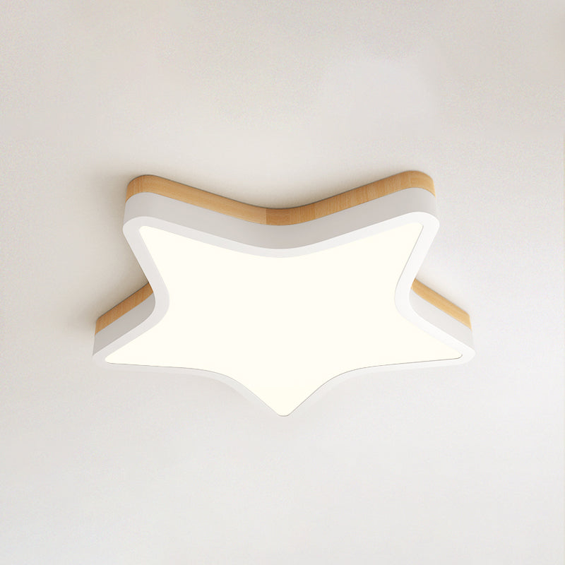 Kids Star Led Ceiling Lamp In Yellow-White - Acrylic Flush Mount Fixture For Bedrooms Yellow / 21.5