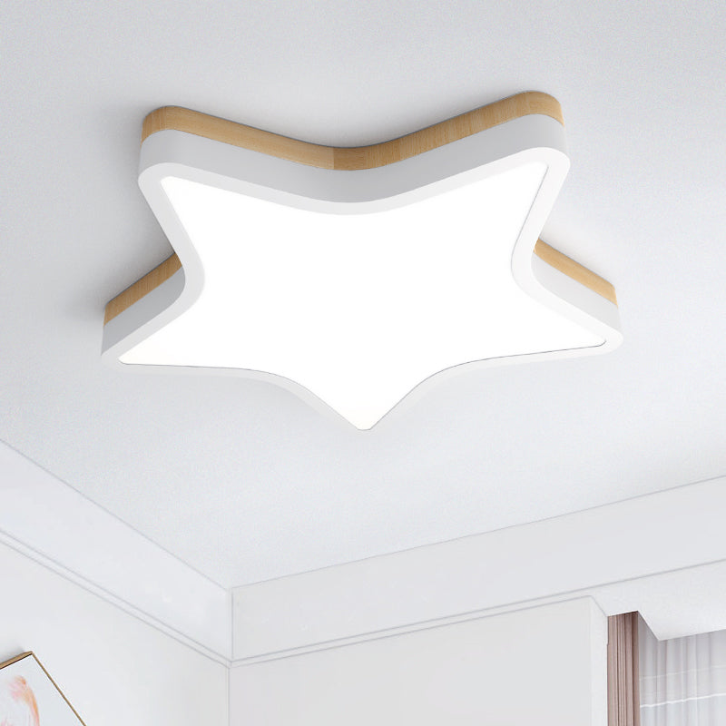 Kids Star Led Ceiling Lamp In Yellow - White - Acrylic Flush Mount Fixture For Bedrooms