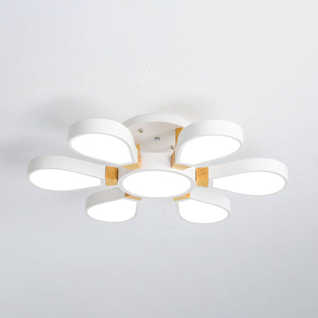 Nordic Style Led Ceiling Lamp - Petal Acrylic Shade Semi Flush Mount 6 / White