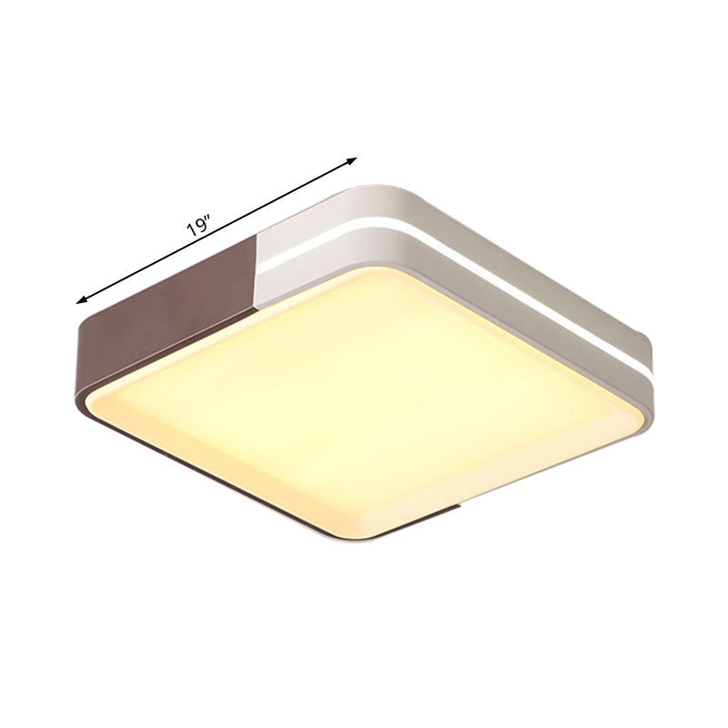 Modern White Led Flush Mount Ceiling Light For Living Room – Square/Rectangular Acrylic Shade