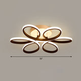 Modern Led Black Floral Metal Flush Light For Bedroom Ceiling / 36 Third Gear