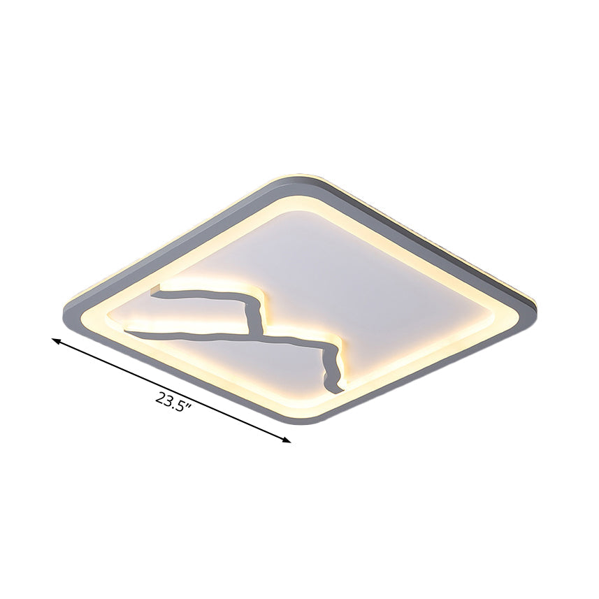 Contemporary Led Acrylic Flush Mount Light In White/Warm - Square/Rectangle 19.5’/23.5’/35.5’ Wide