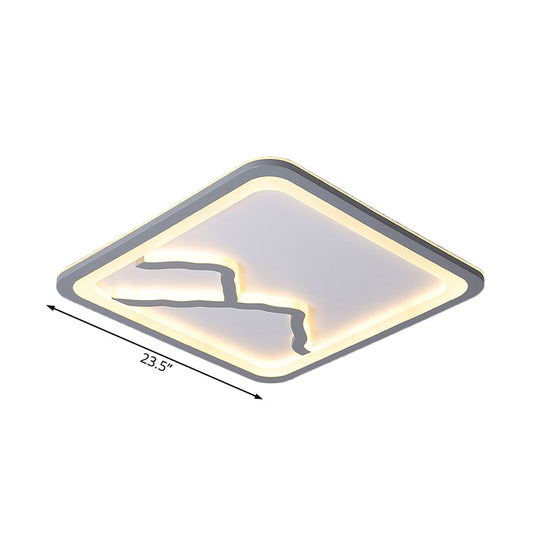 Contemporary Led Acrylic Flush Mount Light In White/Warm - Square/Rectangle 19.5’/23.5’/35.5’ Wide