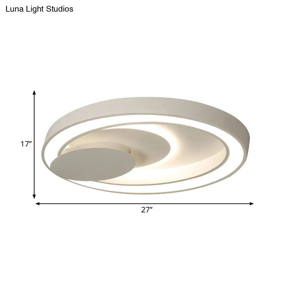 23-34.5 W White Oval Led Flush Ceiling Light For Bedroom - Simplicity Style Warm/White