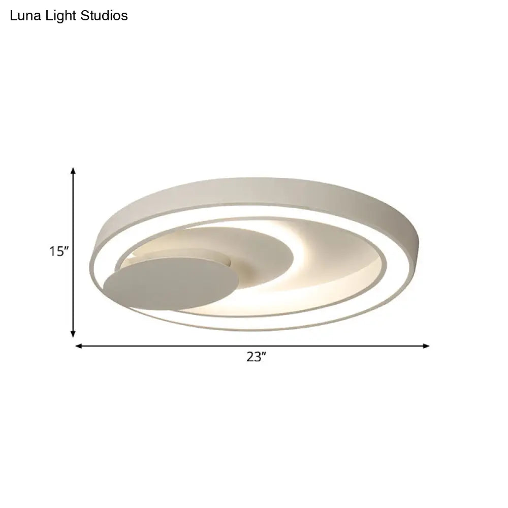 23-34.5 W White Oval Led Flush Ceiling Light For Bedroom - Simplicity Style Warm/White