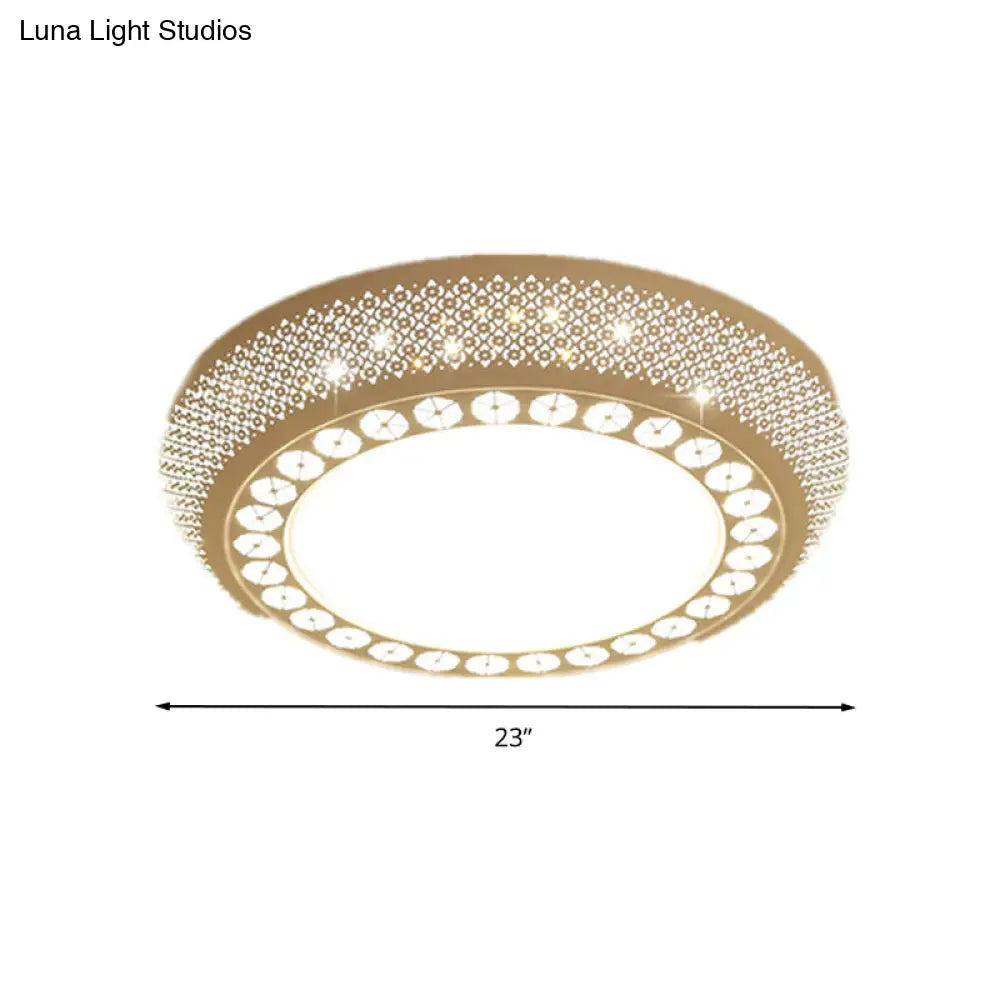 23’/35’ W Flush Mount Led Ceiling Light: Simple Cutout Design Acrylic White Bedroom Lighting In