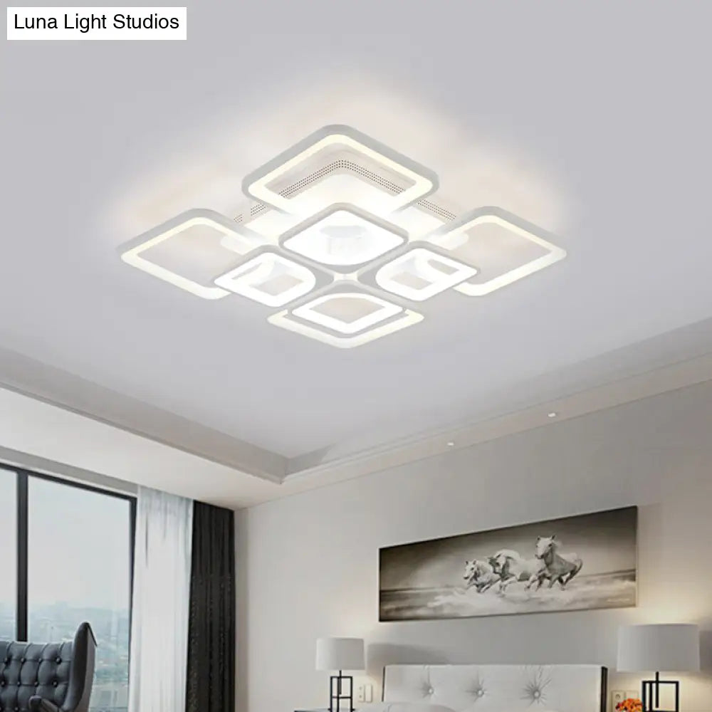 23.5’/27’ Led Bedroom Ceiling Light Semi Flush Mount Fixture With Acrylic Shade In Warm/White