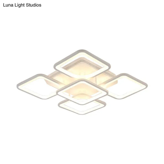 23.5/27 Led Bedroom Ceiling Light Semi Flush Mount Fixture With Acrylic Shade In Warm/White
