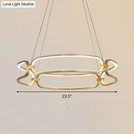 23.5’/31.5’ Minimalist Gold Led Pendant Chandelier - Metal Hanging Light With Adjustable