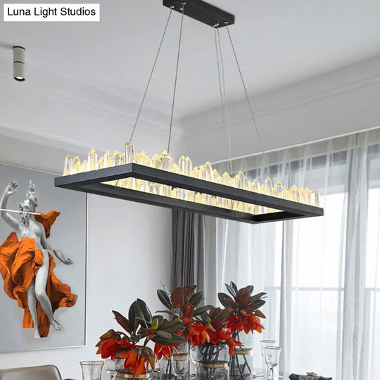 23.5/31.5 Simple Black Crystal Icicle Led Hanging Lamp Warm/White Light / 23.5 White