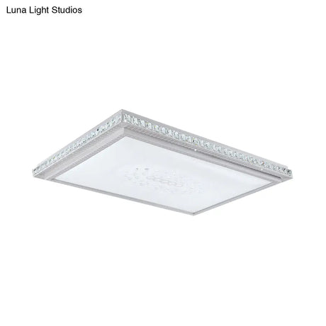 23.5-42.5’ Wide Led Ceiling Flush Mount Bedroom Lamp - White Light With Acrylic Shade & Crystal