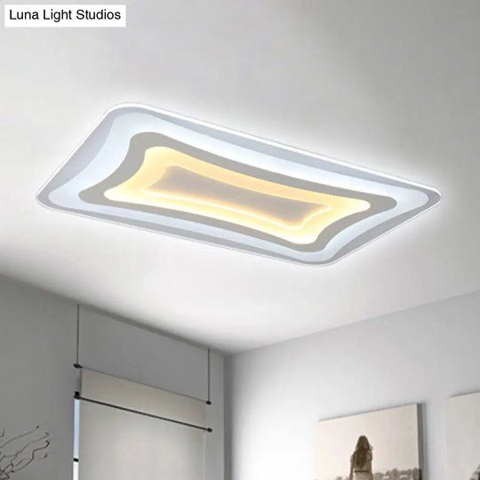 23.5’ - 47’ Wide Rectangular Acrylic Flushmount Led White Ceiling Light In Warm/White