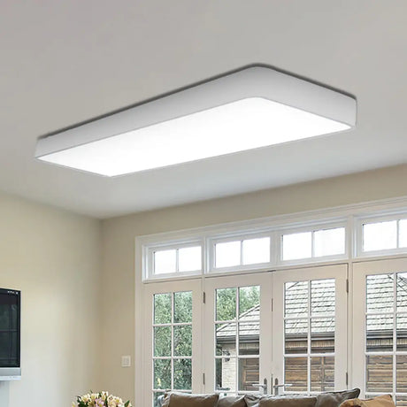 23.5’ Wide Metal Led Ceiling Lamp With Acrylic Diffuser - Flush Mount White /