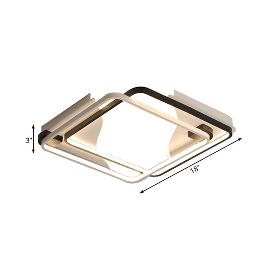 Modernist Black And White Led Flush Mount Light - 18’/22’/31.5’ Wide Acrylic Shade