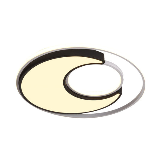 Modernist Black/White Metal Led Flush Mount Lighting - 19’/22’ Wide Fixture With Frosted