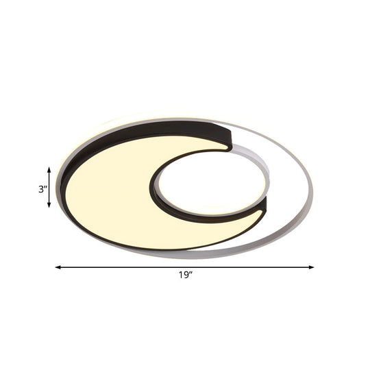 Modernist Black/White Metal Led Flush Mount Lighting - 19’/22’ Wide Fixture With Frosted