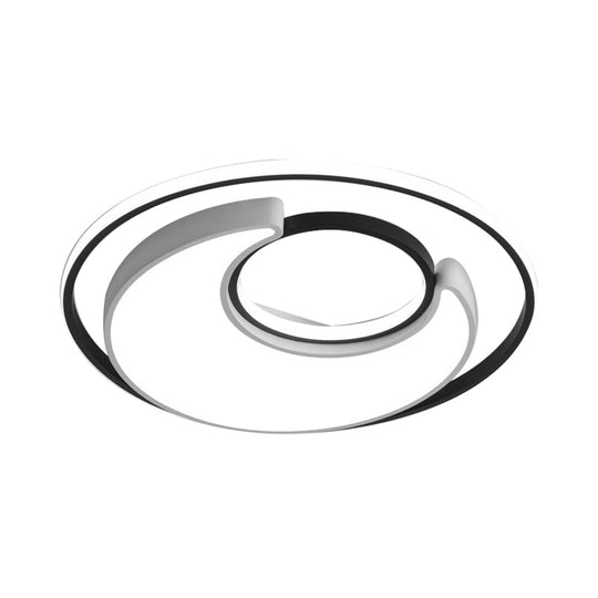 Modernist Black/White Metal Led Flush Mount Lighting - 19/22 Wide Fixture With Frosted Diffuser In