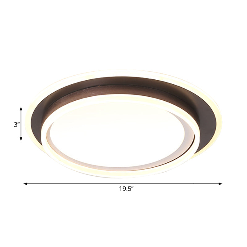 Contemporary Led Flush Mount Light Fixture - White Round 16/19.5 Wide Metal With Frosted Diffuser