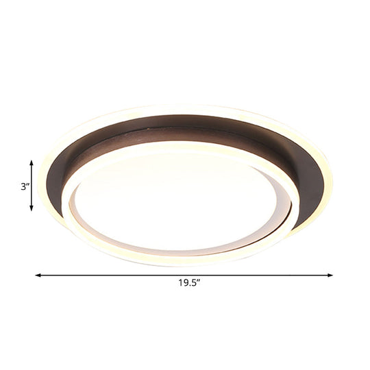 Contemporary Led Flush Mount Light Fixture - White Round 16/19.5 Wide Metal With Frosted Diffuser