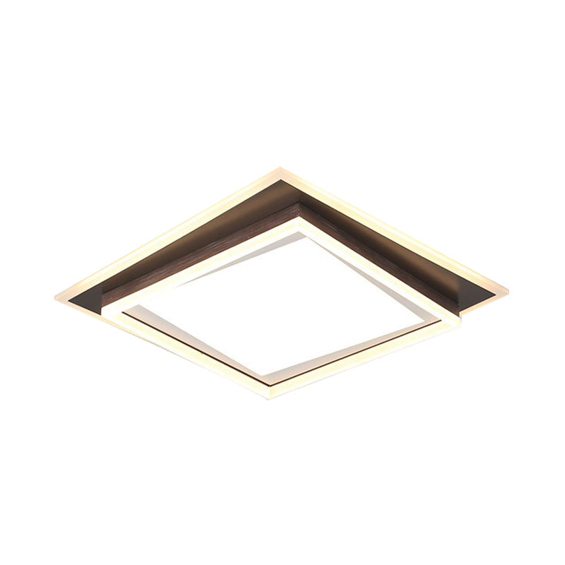 Modern Metal Led Flush Mount Ceiling Lamp With Recessed Diffuser - Square/Rectangular White/Warm