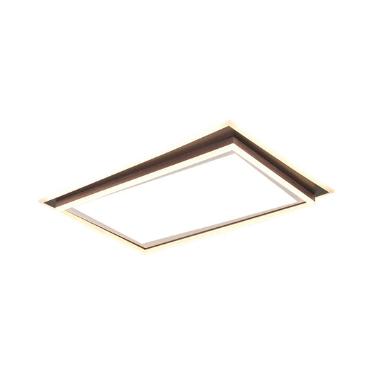 Modern Metal Led Flush Mount Ceiling Lamp With Recessed Diffuser - Square/Rectangular White/Warm