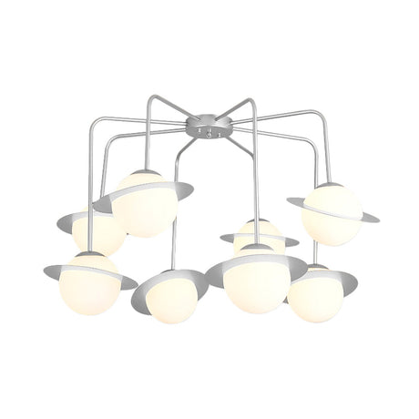 Contemporary Metal Radial Chandelier Lamp - 8-Light Gold/Chrome Led Ceiling Light Fixture With White