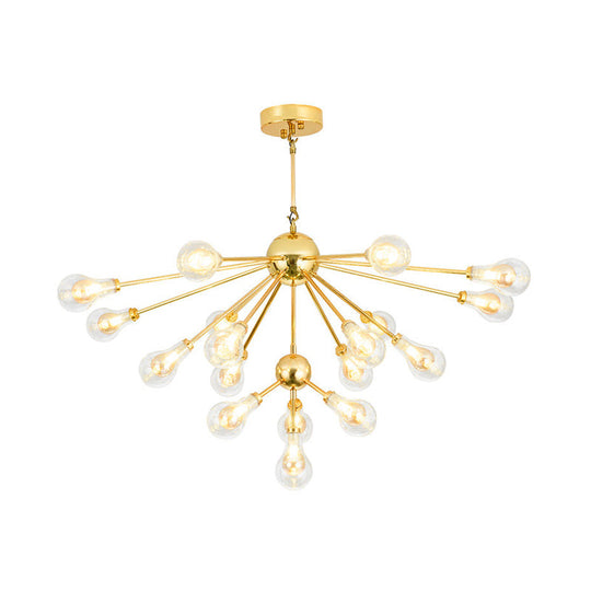 Modern Gold Led Sputnik Chandelier Pendant With Clear Glass Bulb Shades - Multi-Light Hanging