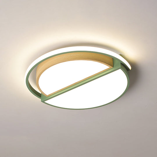 Round Led Flush Ceiling Light - Nordic Acrylic Mount For Bedroom Green / 20.5’ Warm