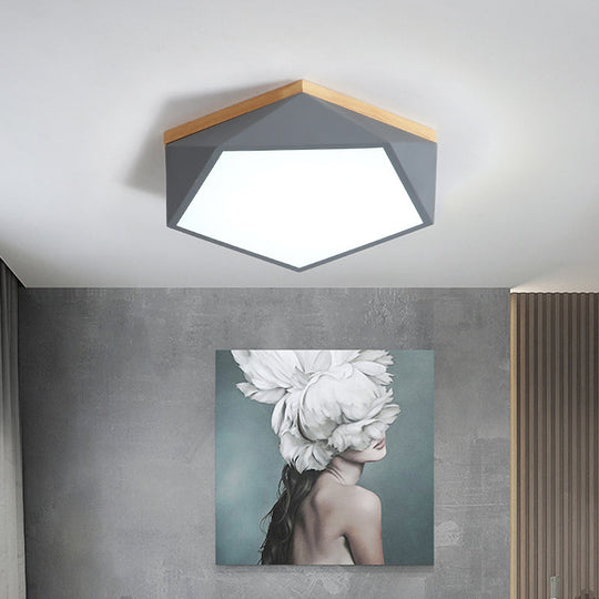 Modern Nordic Geometric Led Ceiling Light With Acrylic Diffuser - Metal Bedroom Flush Mount Fixture