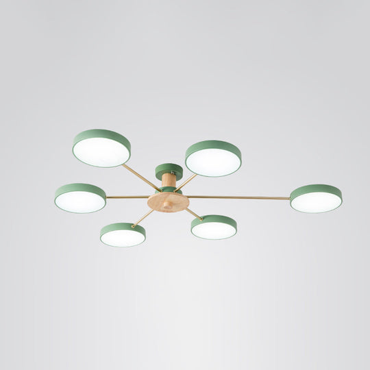 Sleek Led Ceiling Light: Minimalistic Molecule Design | Acrylic Living Room Chandelier 6 / Green